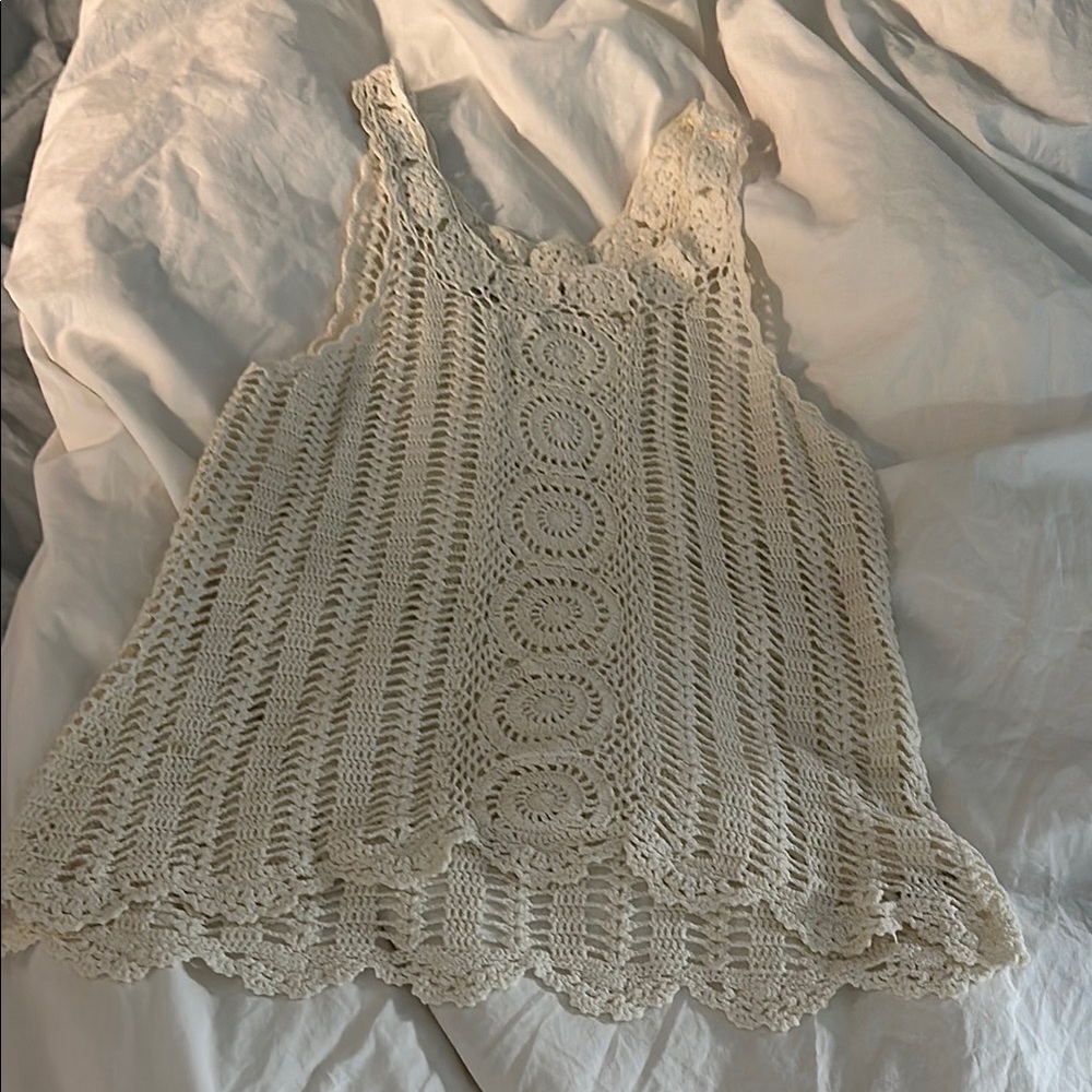 Elegant Cream Crochet Lace Top